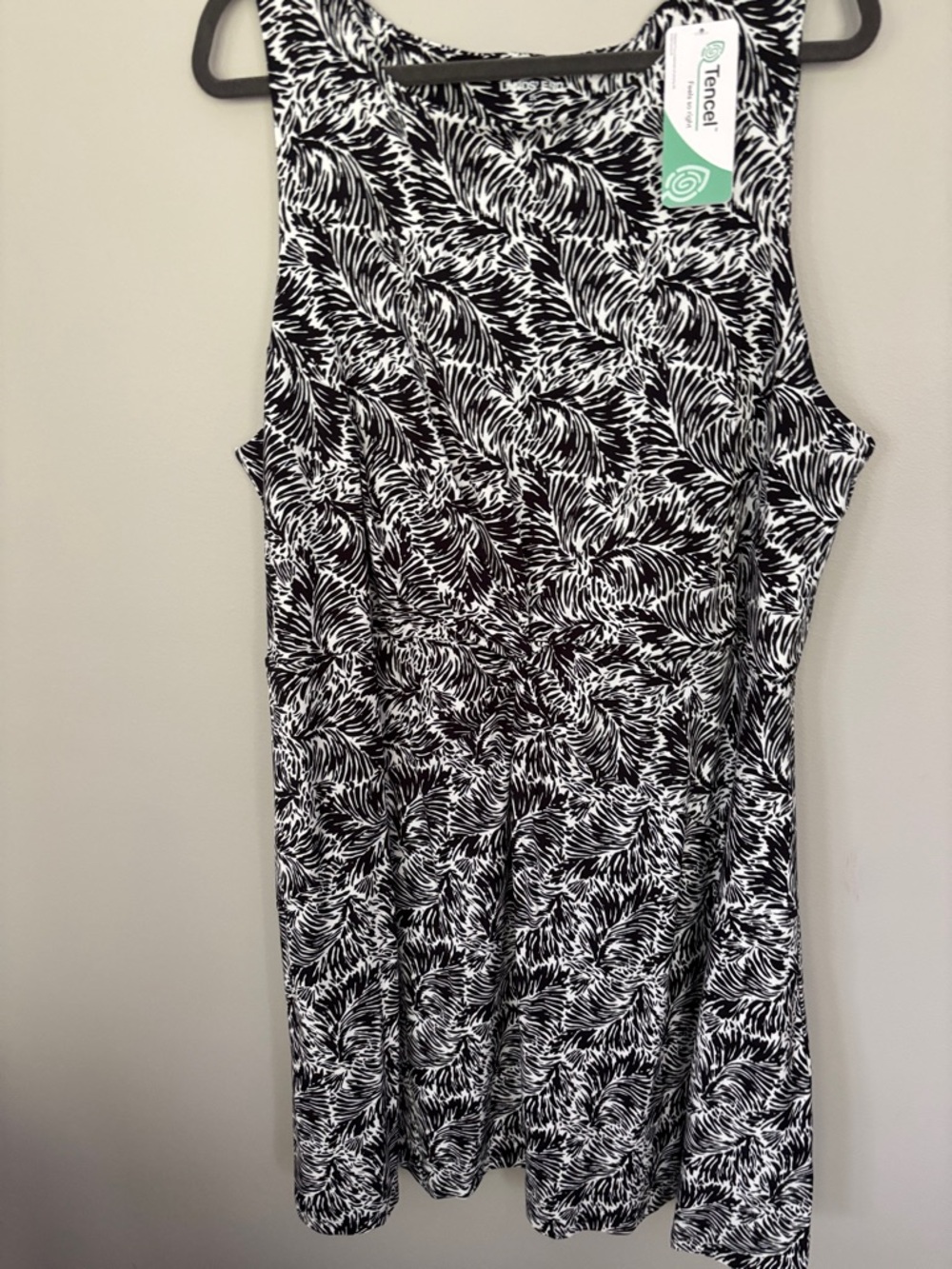 Lands' End Black and White Printed Tencel Midi Dress